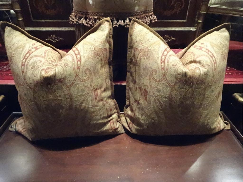 RALPH LAUREN ACCENT PILLOWS, IVORY, RED, AND GOLD,: RALPH LAUREN ACCENT PILLOWS, IVORY, RED, AND GOLD, APPROX 15"W