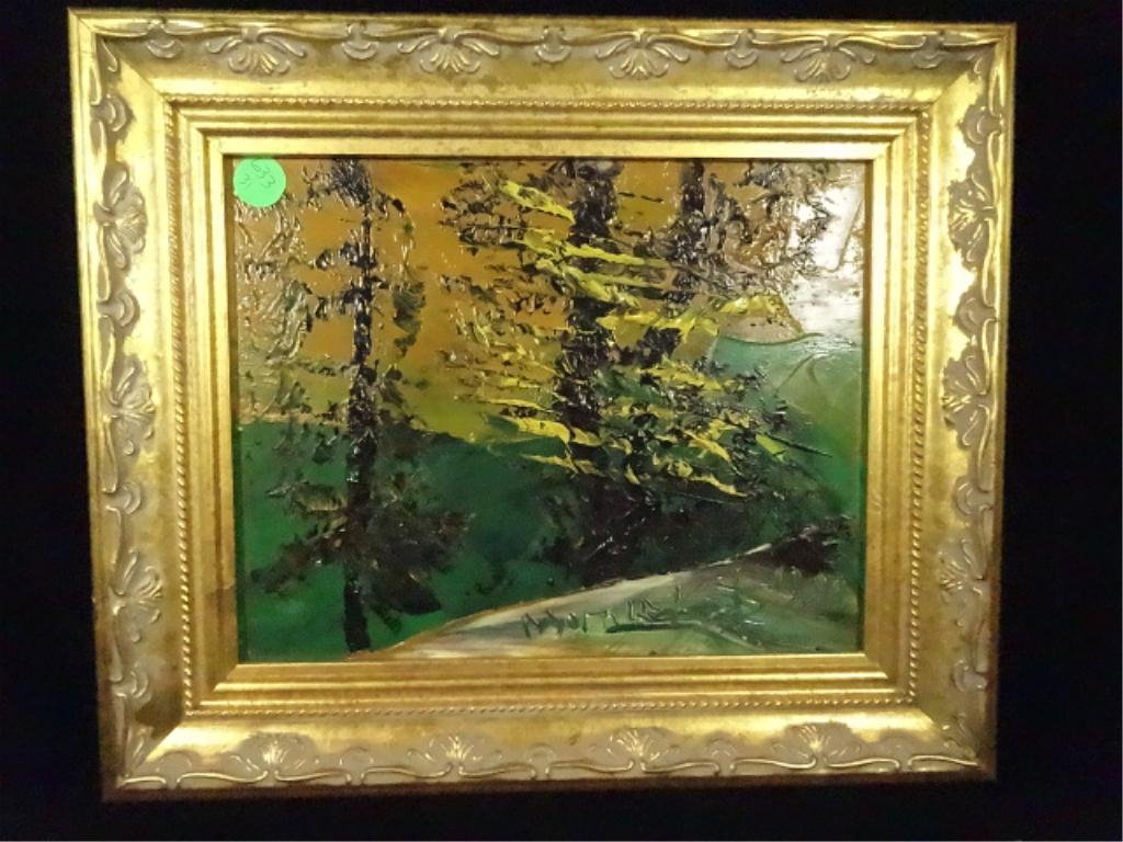 MORRIS KATZ OIL ON CANVAS PAINTING, ABSTRACT LANDSCAPE,: MORRIS KATZ OIL ON CANVAS PAINTING, ABSTRACT LANDSCAPE, APPROX 11.5" X 13" FRAMED, SKU633.31