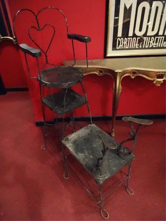 ANTIQUE VICTORIAN SHOE SHINE CHAIR, HEART SHAPED SEAT