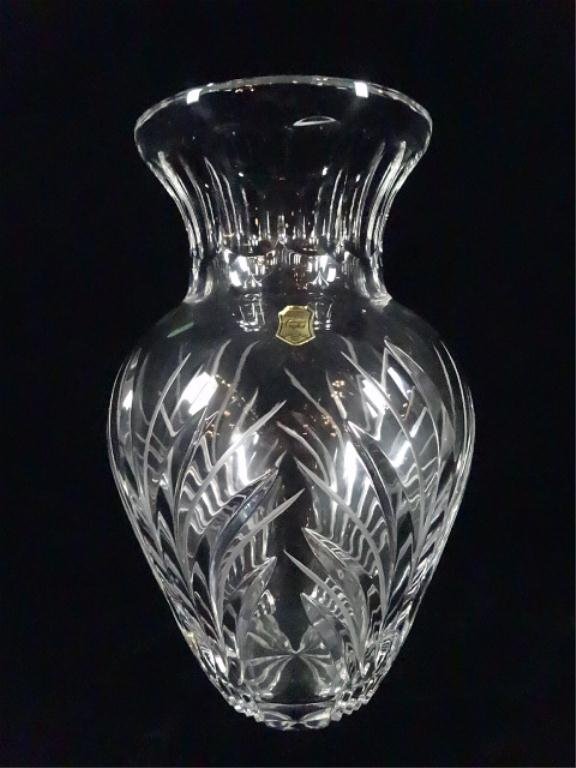 HAND CUT 24 LEAD CRYSTAL VASE, MADE IN POLAND, APPROX