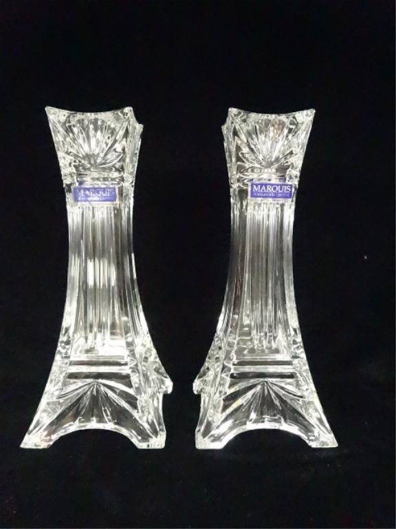 PAIR WATERFORD MARQUIS CRYSTAL CANDLESTICKS, ODYSSEY: PAIR WATERFORD MARQUIS CRYSTAL CANDLESTICKS, ODYSSEY PATTERN, 7"H, SKU686.31
