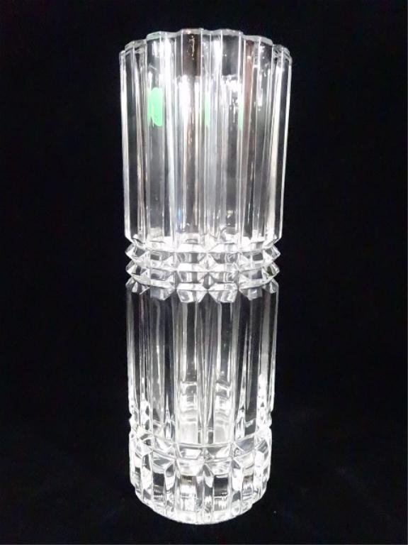 CRISTAL D'ARQUES 24 % LEAD CRYSTAL CYLINDER VASE, MADE - Nov 04, 2014