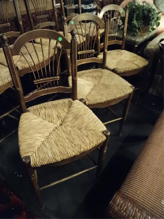 3 COUNTER HEIGHT BARSTOOLS, RUSH SEATS, SKU628.09: 3 COUNTER HEIGHT BARSTOOLS, RUSH SEATS, SKU628.09