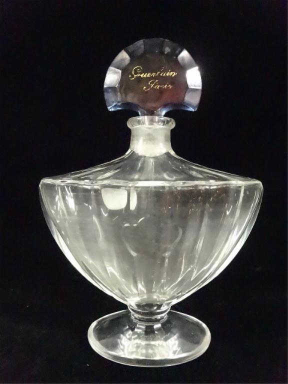 BACCARAT PERFUME BOTTLE, SHALIMAR BY GUERLAIN, APPROX: BACCARAT PERFUME BOTTLE, SHALIMAR BY GUERLAIN, APPROX 6.5"H