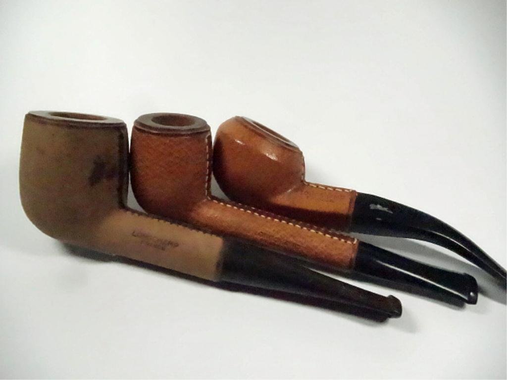 3 LONGCHAMP SUEDE/LEATHER PIPES, UNSMOKED, SKU719: 3 LONGCHAMP SUEDE/LEATHER PIPES, UNSMOKED, SKU719