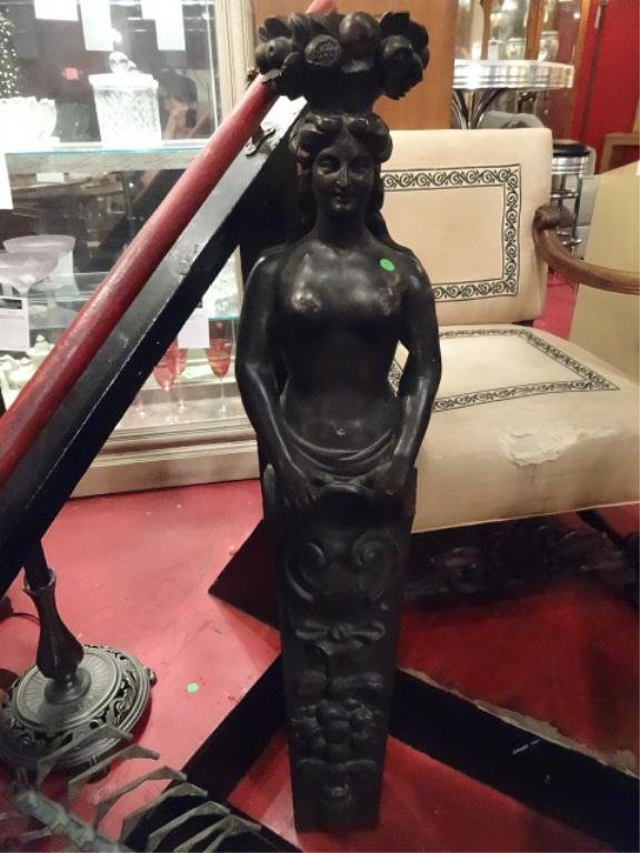 LARGE CARVED WOOD FIGURAL WALL BRACKET, APPROX 3'H: LARGE CARVED WOOD FIGURAL WALL BRACKET, APPROX 3'H