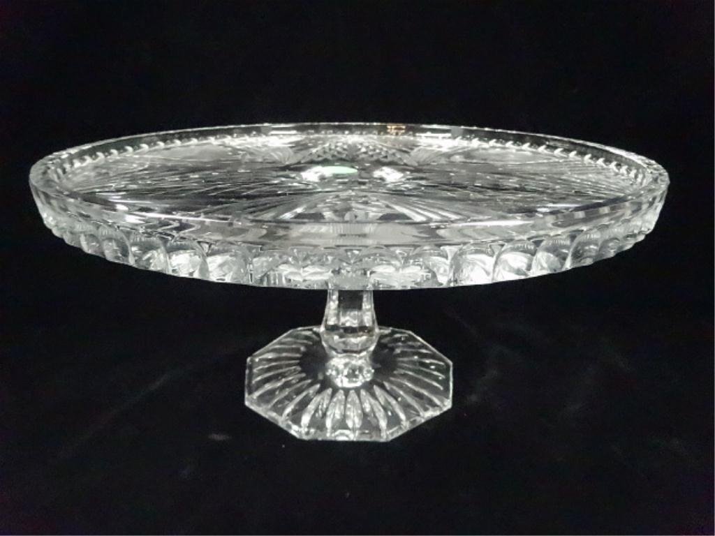 CRYSTAL CAKE PEDESTAL, APPROX 5.25" X 11": CRYSTAL CAKE PEDESTAL, APPROX 5.25" X 11"