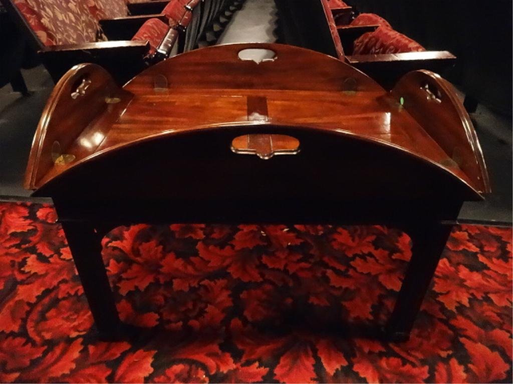 OVAL BUTLER'S TABLE, BRASS HINGES, APPROX 3'W: OVAL BUTLER'S TABLE, BRASS HINGES, APPROX 3'W