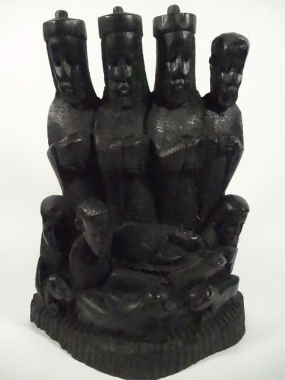 AFRICAN CARVED WOOD EBONY NATIVITY SCENE, APPROX 9" X: AFRICAN CARVED WOOD EBONY NATIVITY SCENE, APPROX 9" X 6.75", SKU744.82