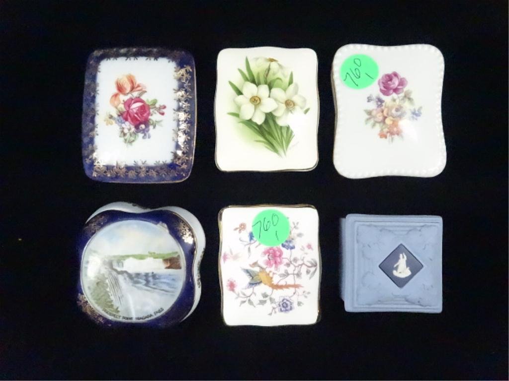 6 PC SQUARE PORCELAIN PILL BOXES, SKU760: 6 PC SQUARE PORCELAIN PILL BOXES, SKU760