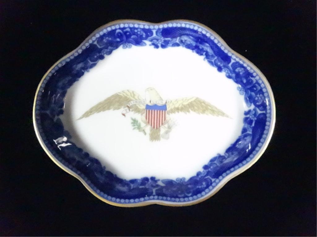 MOTTAHEDEH PORCELAIN PLATE, DIPLOMATIC EAGLE, 5" X 4".: MOTTAHEDEH PORCELAIN PLATE, DIPLOMATIC EAGLE, 5" X 4". SKU760.5