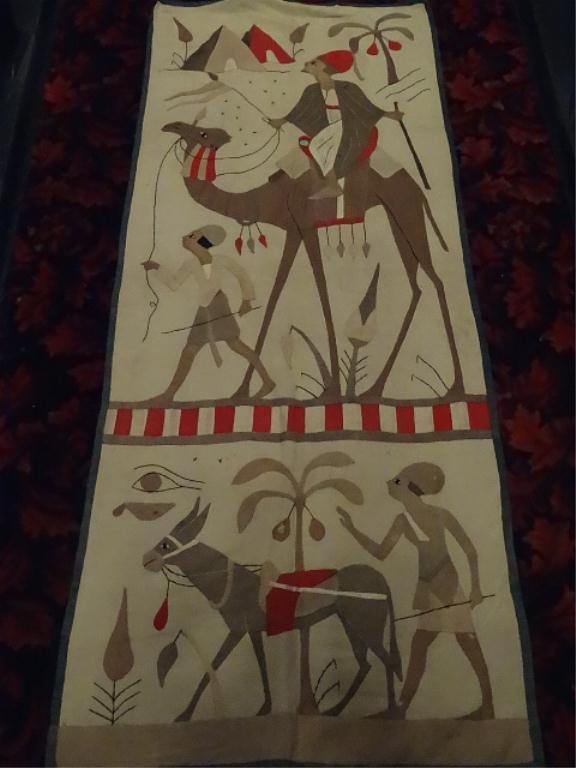 MIDDLE EASTERN TAPESTRY/WALL HANGING, FIGURES WITH: MIDDLE EASTERN TAPESTRY/WALL HANGING, FIGURES WITH CAMELS AND DONKEYS, 70" X 27", SKU765.13