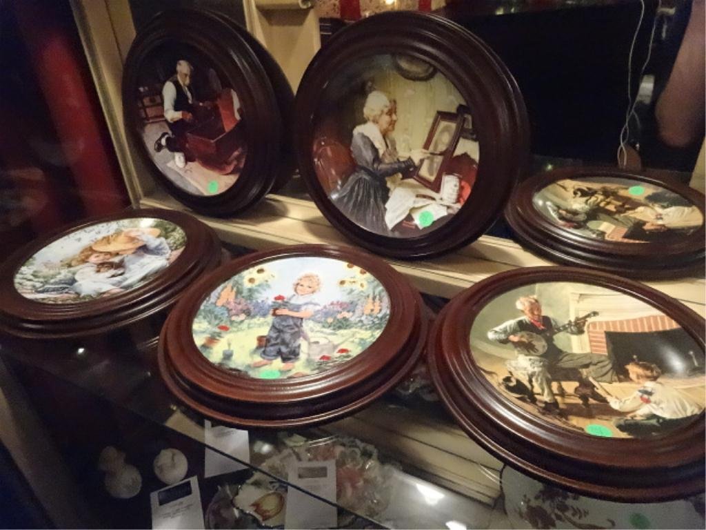 5 PC FRAMED PORCELAIN PLATES, 3 NORMAN ROCKWELL AND 2: 5 PC FRAMED PORCELAIN PLATES, 3 NORMAN ROCKWELL AND 2 JOHN MCCLELLAN, EACH APPROX 11"W, SKU714.7