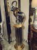 3 PC CERAMIC ELEPHANT, PEDESTAL, AND LIGHTED STAND,