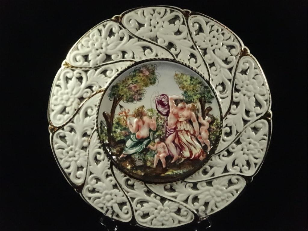 CAPODIMONTE PORCELAIN "BERNINI" PLATE, APPROX 13": CAPODIMONTE PORCELAIN "BERNINI" PLATE, APPROX 13" DIAMETER