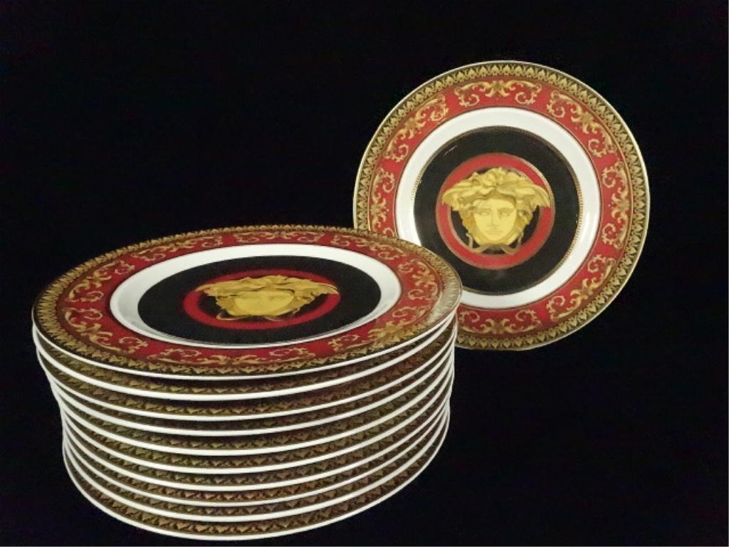11 PC ROSENTHAL CHINA VERSACE MEDUSA CHINA PLATES,: 11 PC ROSENTHAL CHINA VERSACE MEDUSA CHINA PLATES, APPROX 7.25" DIAMETER, SKU692