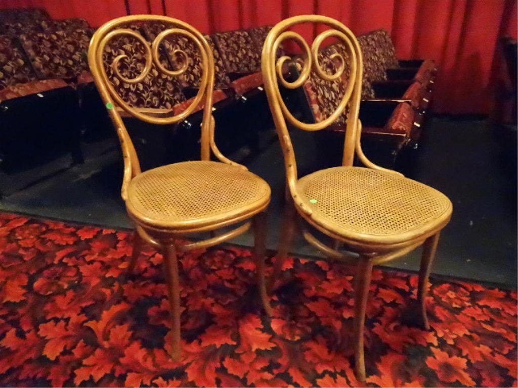 PAIR ANTIQUE THONET BENTWOOD CAFE CHAIRS, CANE SEATS: PAIR ANTIQUE THONET BENTWOOD CAFE CHAIRS, CANE SEATS, STAMPED THONET MARK, VERY GOOD CONDITION, SKU799.10