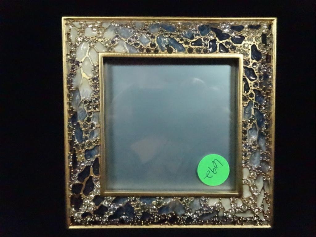 JAY STRONGWATER BLUE MOSAIC FRAME, ENAMEL WITH: JAY STRONGWATER BLUE MOSAIC FRAME, ENAMEL WITH SWAROVSKI CRYSTALS, APPROX 5.125" X 5.125", SKU692