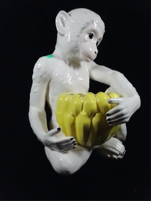 CERAMIC MONKEY HOLDING BOWL SHAPED LIKE BANANAS, APPROX: CERAMIC MONKEY HOLDING BOWL SHAPED LIKE BANANAS, APPROX 12.5"H, SKU819.02