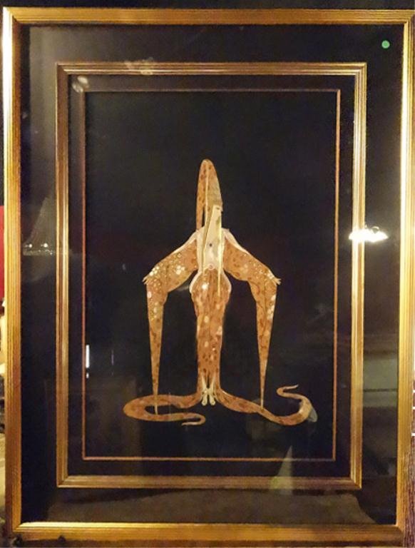 HUGE ERTE SIGNED LIMITED EDITION SERIGRAPH, EMBOSSED: HUGE ERTE SIGNED LIMITED EDITION SERIGRAPH, EMBOSSED FOIL, SIGNED LOWER RIGHT, NUMBERED LXXI/CL LOWER LEFT, 55" X 42.5" FRAMED, SKU900