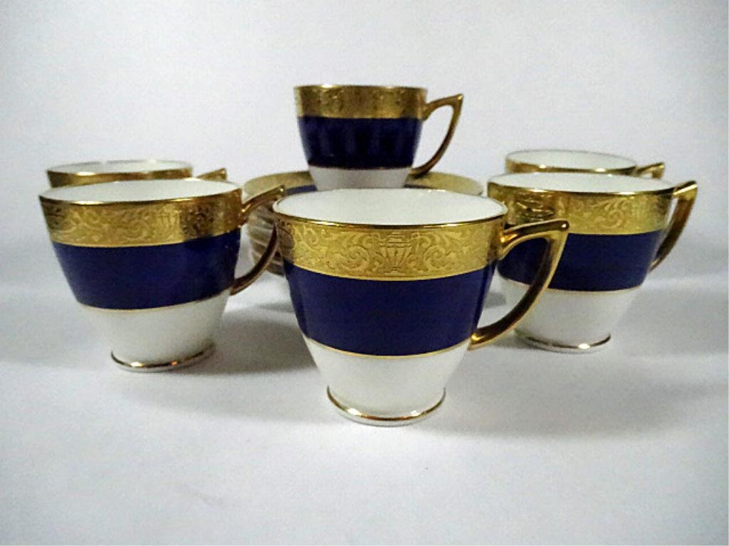 12 PC MINTONS COBALT & GOLD DEMITASSE CUPS & SAUCERS,: 12 PC MINTONS COBALT & GOLD DEMITASSE CUPS & SAUCERS, INCLUDES 6 CUPS & 6 SAUCERS