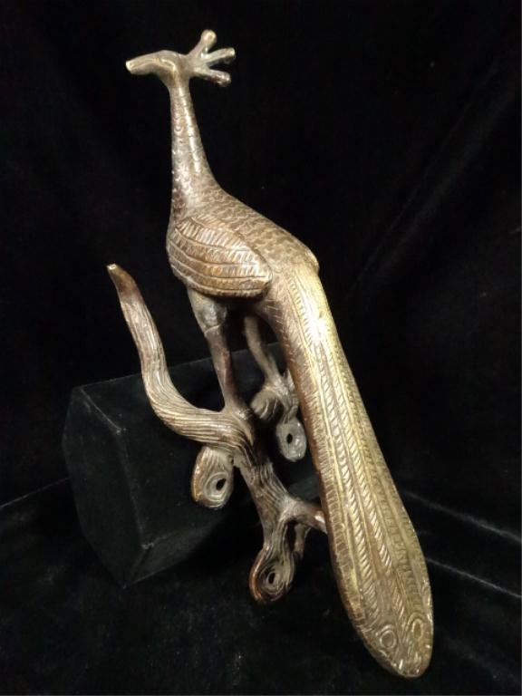BRONZE PEACOCK DOOR HANDLE, APPROX 10"H: BRONZE PEACOCK DOOR HANDLE, APPROX 10"H