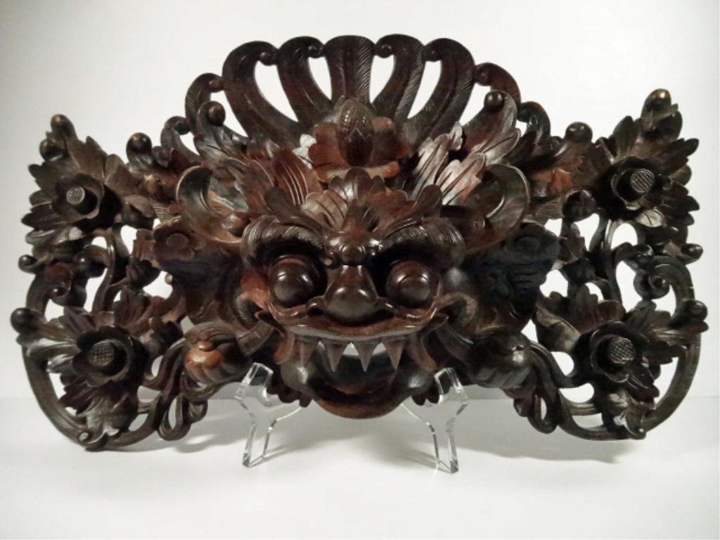 BALINESE CARVED WOODEN MASK, APPROX 16" X 9.5": BALINESE CARVED WOODEN MASK, APPROX 16" X 9.5"