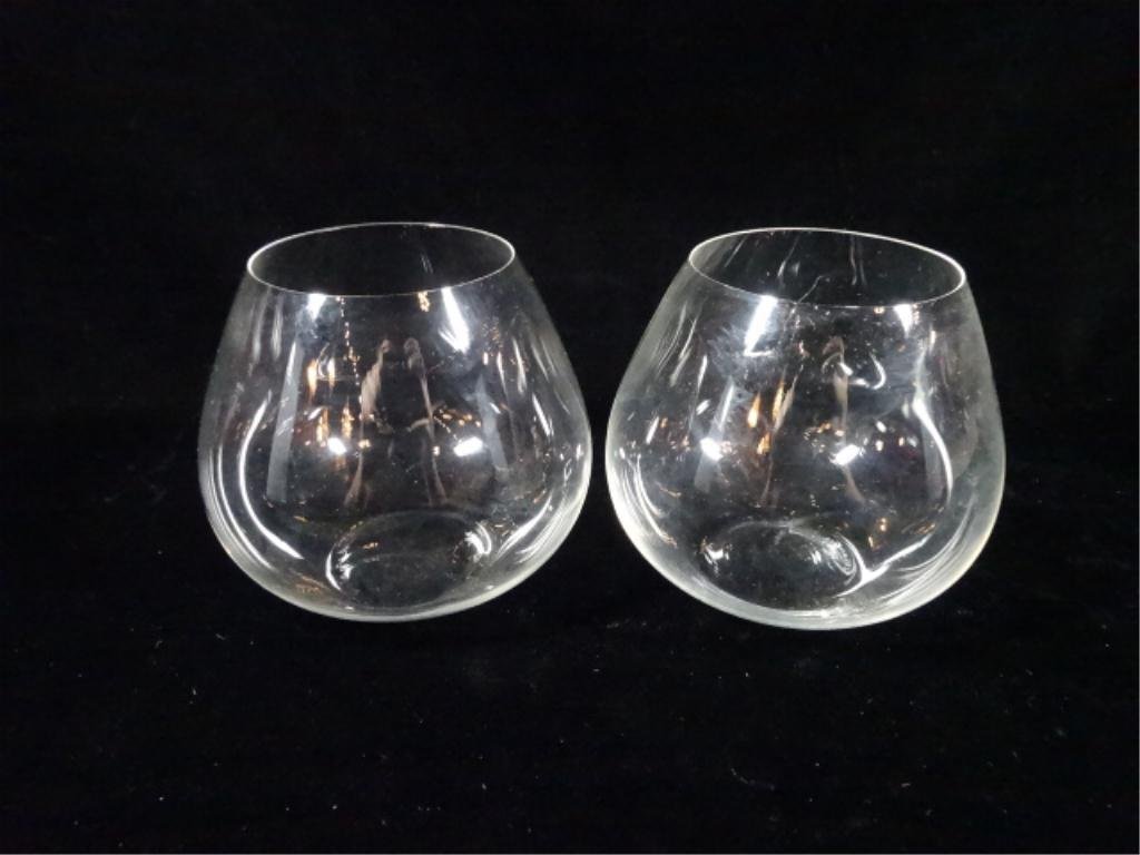 2 TIFFANY & COMPANY ARTIST SIGNED STEMLESS BRANDY: 2 TIFFANY & COMPANY ARTIST SIGNED STEMLESS BRANDY SNIFTERS, SKU885
