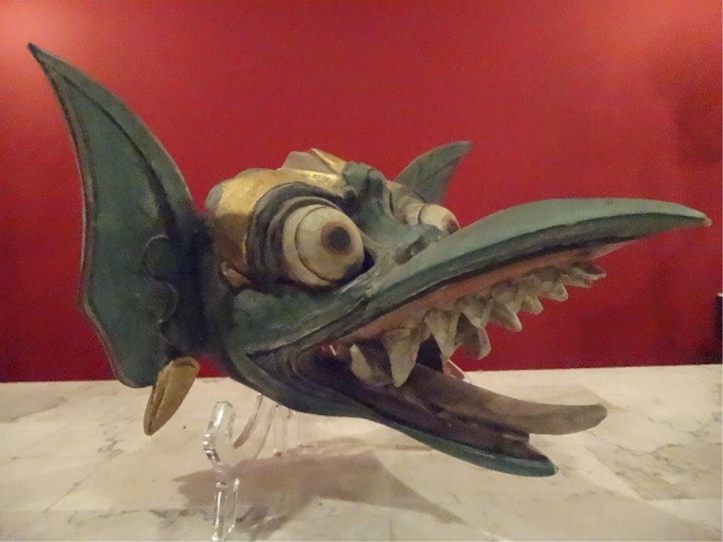 BALINESE WOOD PAKSI BIRD TOPENG MASK, ELABORATELY: BALINESE WOOD PAKSI BIRD TOPENG MASK, ELABORATELY PAINTED, 11"W X 8"H, SKU895