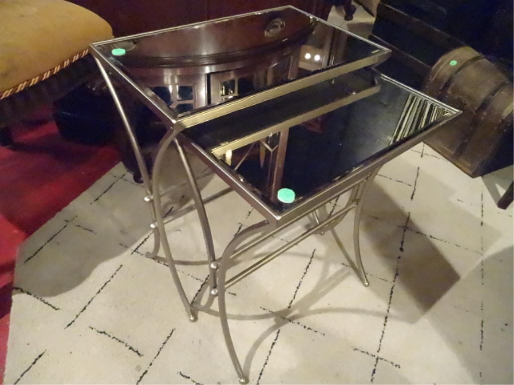 2 PC MIRROR TOP STACKING TABLE SET, 17"W X 20"H,: 2 PC MIRROR TOP STACKING TABLE SET, 17"W X 20"H, SKU886.28
