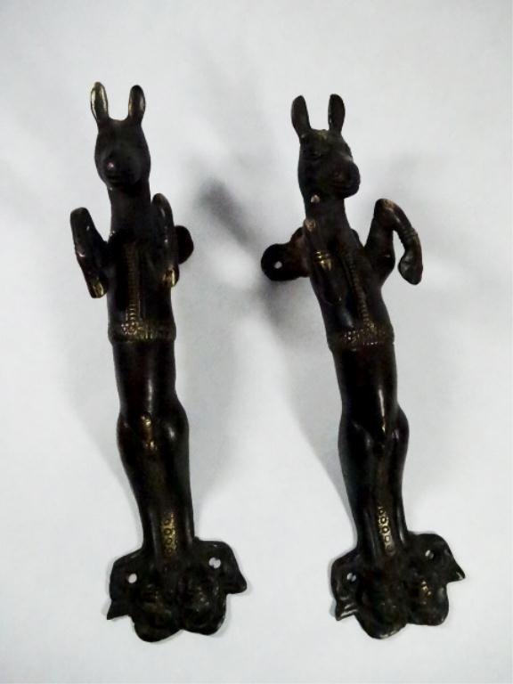 2 BRONZE REARING STALLION DOOR HANDLES, APPROX 10.25"H,: 2 BRONZE REARING STALLION DOOR HANDLES, APPROX 10.25"H, SKU895