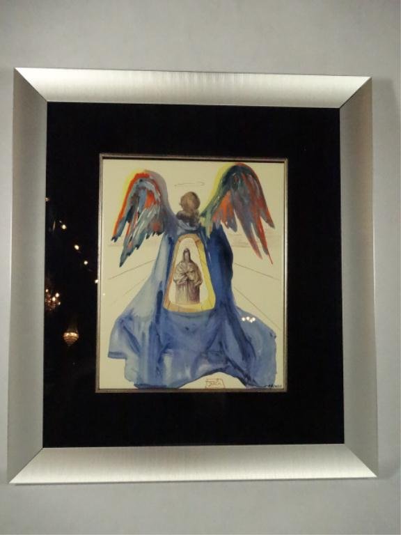 SALVADOR DALI FRAMED TILE, "DANTE PURIFIED", PURGATORIO: SALVADOR DALI FRAMED TILE, "DANTE PURIFIED", PURGATORIO CANTO 33, LIMITED EDITION #62 OF 490 ON 10" X 8" CERAMIC TILE, APPROX 17" X 15" FRAMED, SKU935