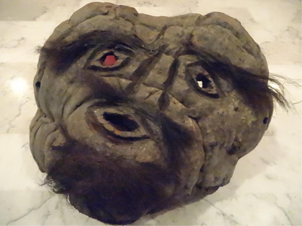 NEPALESE HIMALAYAN CARVED WOOD SHAMAN MASK, 7.5" X 9",: NEPALESE HIMALAYAN CARVED WOOD SHAMAN MASK, 7.5" X 9", SKU895