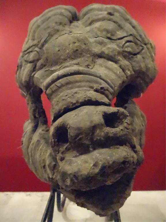 NEPALESE HIMALAYAN CARVED WOOD SHAMAN MASK, STAND NOT: NEPALESE HIMALAYAN CARVED WOOD SHAMAN MASK, STAND NOT INCLUDED, 11" X 9", SKU895