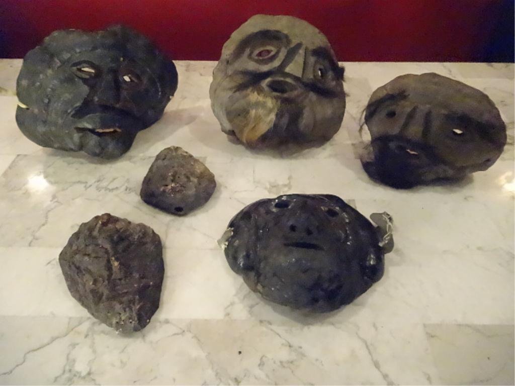6 PC GROUP NEPALESE WOOD SHAMAN MASKS, LARGEST 8"W,: 6 PC GROUP NEPALESE WOOD SHAMAN MASKS, LARGEST 8"W, SMALLEST 3"W, SKU895