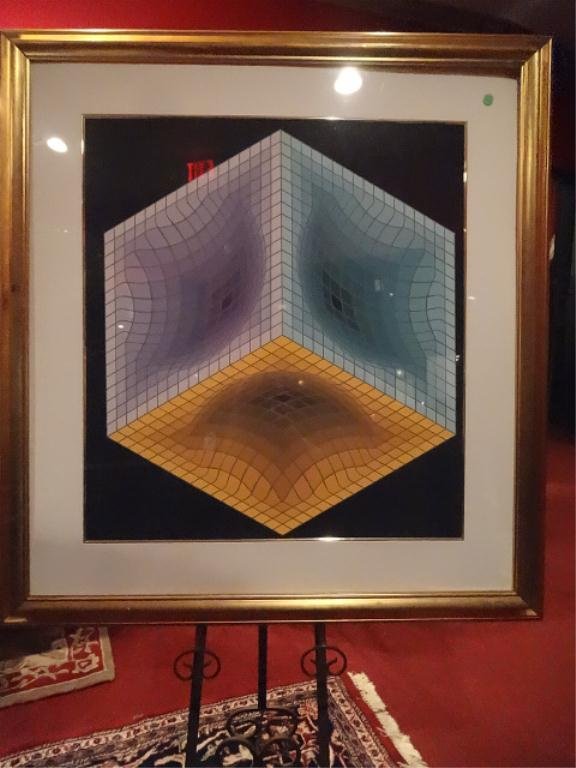 LARGE VICTOR VASARELY SIGNED LITHOGRAPH, LIMITED EDITIO: LARGE VICTOR VASARELY SIGNED LITHOGRAPH, LIMITED EDITION #12 OF 250, 48" X 36", SKU9988.27H40
