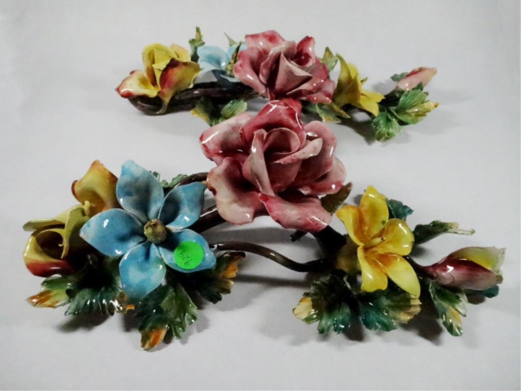 2 CAPODIMONTE STYLE PORCELAIN FLORALS, APPROX 4.75" X: 2 CAPODIMONTE STYLE PORCELAIN FLORALS, APPROX 4.75" X 14.5", SKU929.10