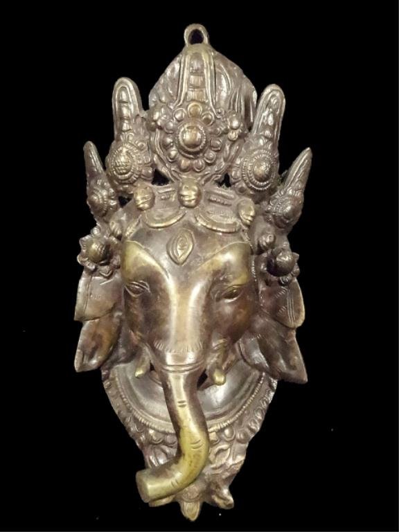 HINDU BRONZE GANESH PLAQUE, APPROX 9.5": HINDU BRONZE GANESH PLAQUE, APPROX 9.5"