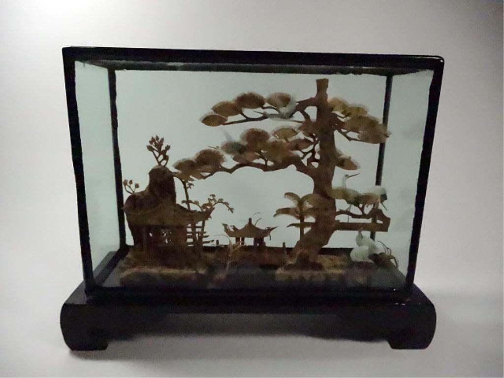 CHINESE CORK ART DIORAMA, APPROX 6" X 8": CHINESE CORK ART DIORAMA, APPROX 6" X 8"