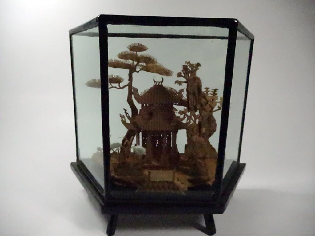 CHINESE CORK ART DIORAMA, APPROX 6.25" X 7": CHINESE CORK ART DIORAMA, APPROX 6.25" X 7"