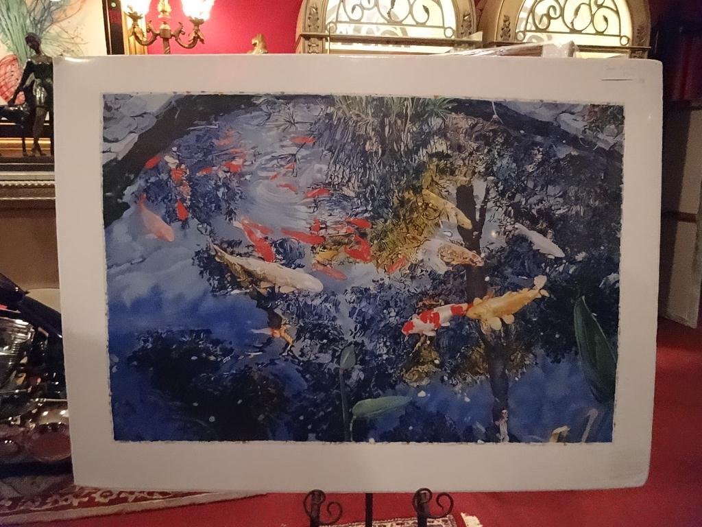 JOSEPH RAFFAEL SIGNED SERIGRAPH, LIMITED EDITION FROM: JOSEPH RAFFAEL SIGNED SERIGRAPH, LIMITED EDITION FROM LINCOLN CENTER, POND WITH GOLDFISH, SIGNED LOWER RIGHT, NUMBERED 16/18 AP LOWER LEFT, UNFRAMED, 36" X 48" SKU9996H10