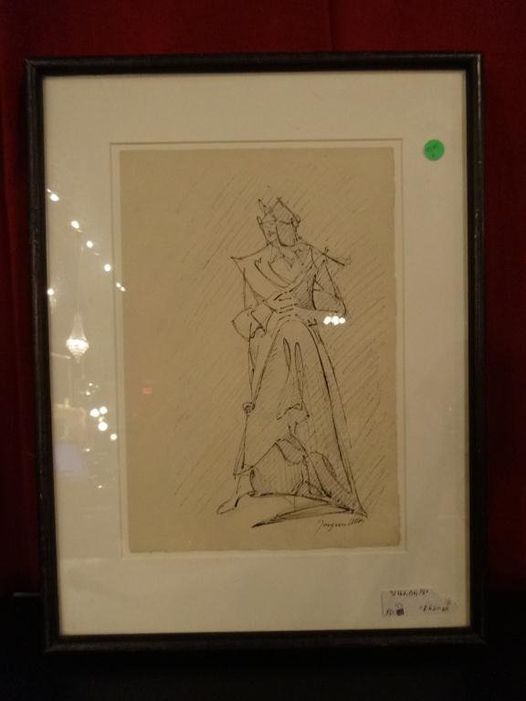 JACQUES VILLON PEN & INK ON PAPER, APPROX 22" X 16.5": JACQUES VILLON PEN & INK ON PAPER, APPROX 22" X 16.5" FRAMED