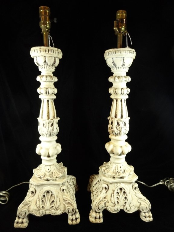 PAIR VINTAGE ITALIAN TABLE LAMPS, APPROX 25.5" TO TOP: PAIR VINTAGE ITALIAN TABLE LAMPS, APPROX 25.5" TO TOP OF FIXTURE, SHADES/HARPS NOT INCLUDED