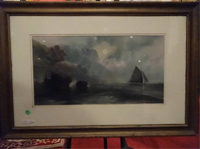 ALBERT BIERSTADT (1830-1902 ) PASTEL, MOUNTAIN: ALBERT BIERSTADT (1830-1902 ) PASTEL, MOUNTAIN LANDSCAPE, SIGNED WITH INITIALS AB AND DATED '97 LOWER LEFT, 21.5" X 31.5" FRAMED, SKU9985.01H80