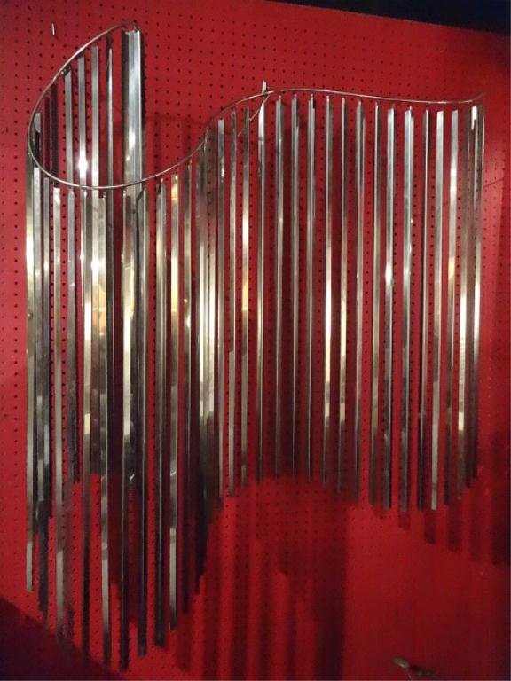CURTIS JERE SIGNED METAL WALL SCULPTURE, WAVES DESIGN: CURTIS JERE SIGNED METAL WALL SCULPTURE, WAVES DESIGN WITH HANGING METAL DROPS, SIGNED & NUMBERED, APPROX 3'W, 9988.06N40