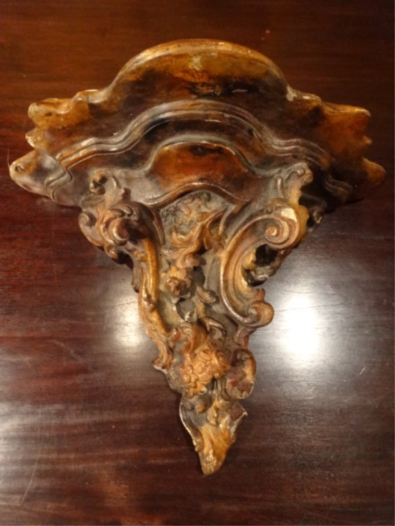 ORNATE CERAMIC WALL BRACKET, ROCOCO FOLIATE DESIGN,: ORNATE CERAMIC WALL BRACKET, ROCOCO FOLIATE DESIGN, APPROX 18"W