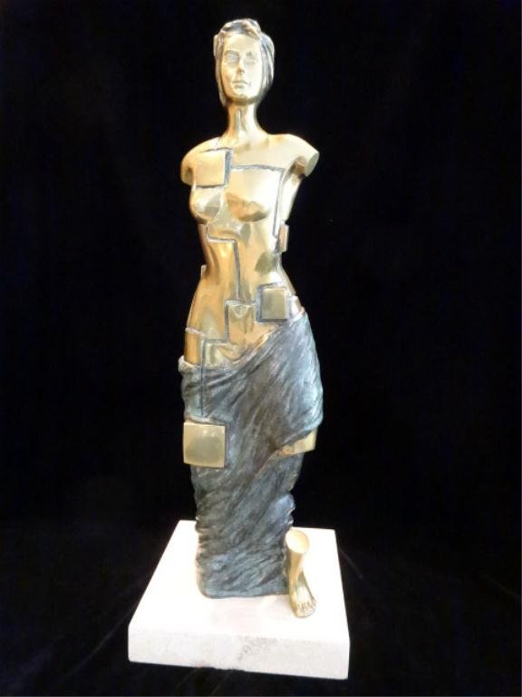 DIEGO ORTEGA (SPAIN/BRAZIL, BORN 1937). BRONZE: DIEGO ORTEGA (SPAIN/BRAZIL, BORN 1937). BRONZE SCULPTURE, "FRAGMENTED VENUS". 26" HIGH, ON A NATURAL MARBLE BASE. SERIES #11, OF AN EDITION OF 7 EXEMPLARS. INCLUDES CERTIFICATE OF AUTHENTICITY. DIEGO 