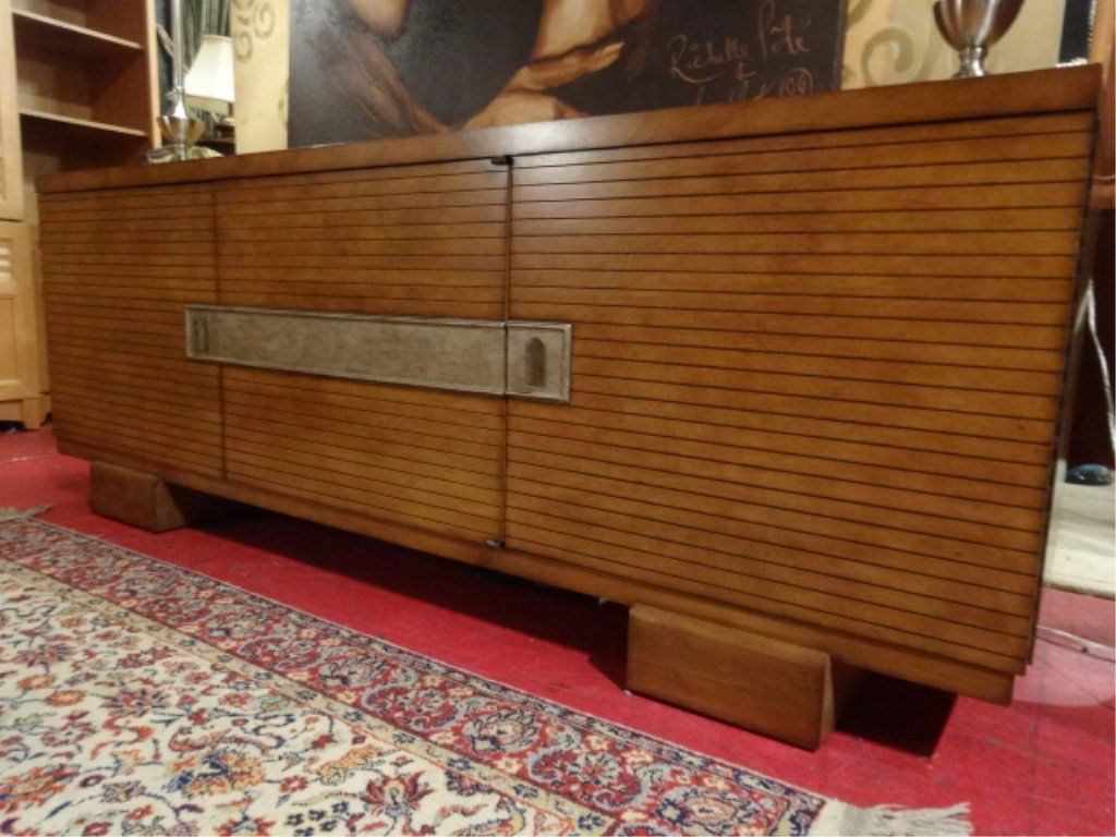 CONTEMPORARY SIDEBOARD BY CENTURY, 3 DOORS, NICKEL (1 of 7)