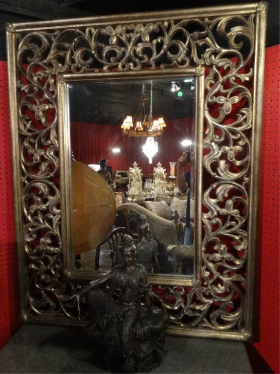 LARGE ORNATE GOLD FRAME MIRROR, SCROLLING VINES, APPROX (1 of 3)