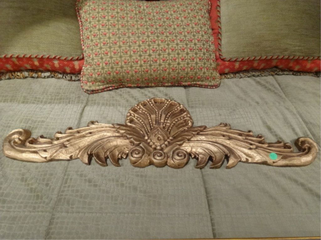 LARGE GOLD GILT WOOD WALL PLAQUE, APPROX 30"W, (1 of 3)